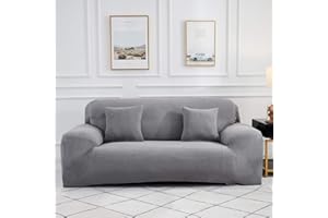 Sinoeem Fundas de Sofá de 1 2 3 4 Plazas (Gratis 2 Fundas de Almohada) Fundas de Sofa Antideslizante Cubierta Forros para Sofas Anti Arañazos Ajustable Protector para Sofá (Gris Claro, 4 Plazas)
