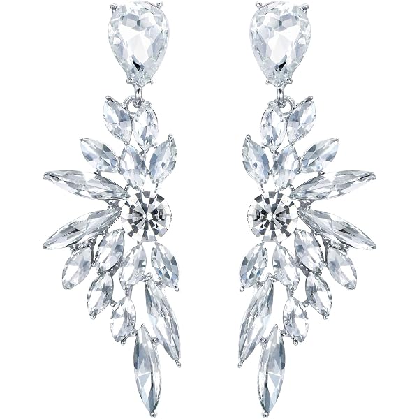 Perla e Cristallo Cluster Statement Orecchini Nozze Nuziali | FindTheDeal