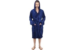 NY Threads Luxury Men’s Hooded Dressing Gown | Super Soft Men’s Fleece Robe | Cozy Hooded Plush Loungewear