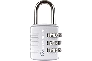 Lifeventure Hardened Steel Combination Luggage Padlock 3 Digit Heavy Duty Silver Security Padlock, Combination Padlock, Code Lock For Suitcase Luggage Gym Locker
