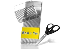 teeppo Fliegengitter Reparatur Klebeband Set 1m - Insektenschutz Fliegengitter Reparatur Set - Stark Selbstklebend Glasfaser - Verhindern Moskitos Insekten - Inklusive Schere - Grau (1m x 5 cm)