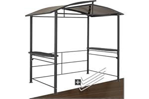 tectake® Outdoor Grillpavillon, Überdachung für Grill, Metall Pavillon für Outdoorküche auf Balkon, Garten oder Terrasse, Sichtschutz, Terrassenüberdachung, Gartenpavillon 240 x 150 x 234 - grau