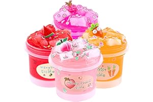 LAWOHO Lot de 4 Slime Transparent, Jelly Cube Glimmer Croquant Slime, Cadeau de fête pour Enfants, Cadeau d'anniversaire Pâques Noël Nouvel an pour Filles et garçons de 6 7 8 9 10 Ans et Plus 920