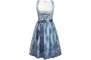 Edelnice Trachtenmode Midi Dirndl hellblau Cloe inkl. Spitzen Dirndlschürze und Charivari Gr. 32-54