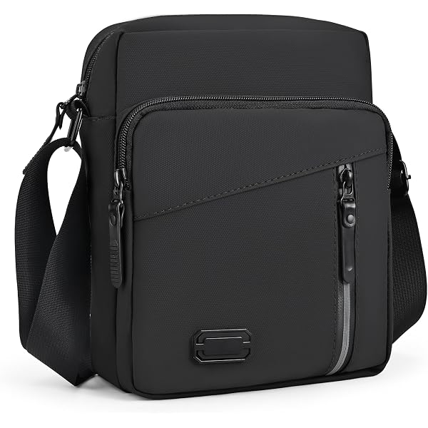 Bandolera Negra Impermeable Hombre: Bolso Pequeño Con Cremallera Para Viajes Y Universidad