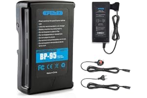 Oyomba 95Wh (6600mAh) V-Mount/V-Lock Batería y Adaptador de Cámara Compatible con Videocámara Sony Cámara Videocámara Difusión de Luz LED BP-95