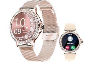 DESONG Smart Watch For Women With Call Function,Ladies Diamonds Smartwatches,1.32'' IPS Touchscreen Fitness Activity Tracker,Heart Rate/Sleep Monitor,Smartwatch For IOS Android Phones (GOLD)