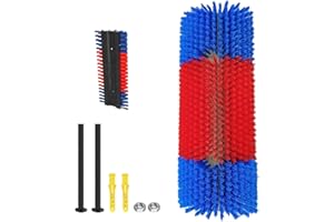 XQZMD Horse Cattle Scratchers, Horse Scratching Post Pad, Horse Massage Brush Relieves Itching and Cleansing, Animal Scratching Aid for Horse, Goat, Cows, Sheep, Pig, Cattle (Red&Blue)
