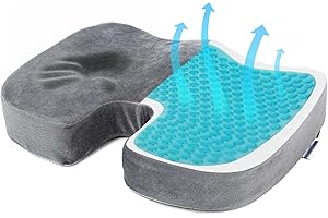 ‎MKS Ortopedyczna poduszka do siedzenia – ergonomiczna poduszka do siedzenia biurowego itp. – zmniejsza ból, zwiększa komfort siedzenia, wspomaga krążenie krwi i odciąża kość ogonową (szara)