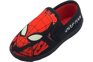 Marvel Spider-Man, Boys or Girls Spiderman Slippers with Glow In The Dark Eyes, Red/Black, Size 7-2