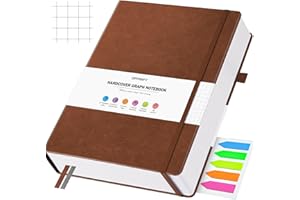 OFFIGIFT Carnet de notes à papier graphique 312 pages numérotées - Format B5 - Couverture rigide - 100 g/m² - Papier quadrillé sans bavure - Avec pages d'index - Carnet à grille pour notes graphiques,