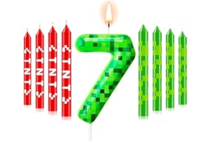 LGUZAKO 13pcs Gaming Candle Cake Decorations, Number 7 Candle Toppers Large Happy Birthday Toppers for Kids (7th)