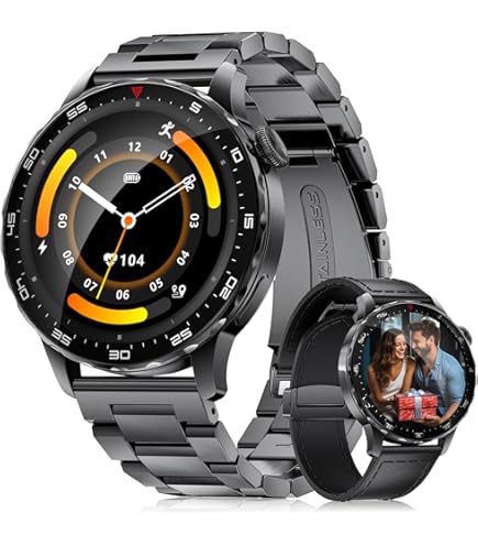 LIGE Smartwatch voor heren, led-zaklamp, 1,43 inch AMOLED
