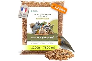 DETOX ORGANICA vers de Farine Séchés 1.2 Kilo / 1200 g (= 7800ml) Qualite Premium - Friandise Oiseaux, Hérissons, Tortues, Reptiles, Poissons, Rongeur | Animaux Sauvages, Compagnie | 100% Naturel, sans additifs