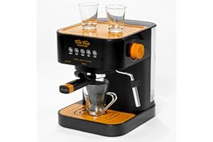 ECO-DE ECODE® Macchina Caffè Cialde ESE 44 Espresso e Caffe Macinato in Polvere con Montalatte per Cappuccino, Tè o Infusioni – Coffee Machine 20 bar e Vaporizzatore in Acciaio – Disegno Stile Vintage