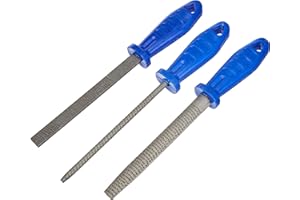 Honsell Set di 3 raspe con manico in plastica, semicircolare e 1 piatto per la lavorazione della pietra ollare grossa lunga 15-20 cm, colorata, taglia unica