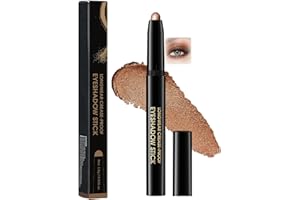 MIKLOVEN Glitter Coffee Shimmer Eyeshadow Stick – Long-Lasting Waterproof Cream Shadow for Smokey Eye Makeup, Easy-Glide Pressed Powder Texture, Smudge-Proof Multi-Use Eyeliner & Highlighter