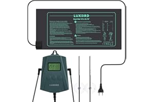 Luxbird Sämling-Heizmatte mit Thermostatregler, IP67 Wasserdicht 10"x20.75" Wärmematte für Pflanzen automatische Temperaturregelung (21W Heizmatte + Thermostatregler)
