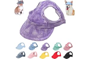 ARGUMUB Outdoor Sun Protection Hood for Dogs, Dog Summer Baseball Cap Adjustable with Ear Holes Medium Small Pets Hat (Cloud purple, S)