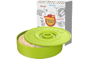 A TODA LECHE Tortilla Warmer - Tortillero Messicano per Mantenere Tortillas Messicane Calde - Fajitas - Burritos Messicano - Quesadillas - Tacos Messicani - 22 cm (Verde)
