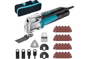 POHICOO Multiherramienta Oscilante, 300W Herramienta Multifunción con 23 Accesorios, 6 Velocidades Variables 10000-22000 RPM Multitool,Ángulo de Oscilación 3⁰ Sierra Oscilante para Cortar, Tallar, Pulir