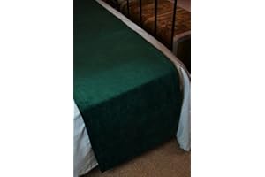 McAlister Textiles Soft Velvet Emerald Green Bed Runner For Single Double & King Size Beds - 50x240cm - 20x94 Inches Matt Velvet Range