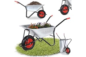 MAXCRAFT Schubkarre 250 kg 100 L Bauschubkarre Gartenschubkarre Transportkarre Schiebkarre mit Luftbereifung - Silber/Schwarz