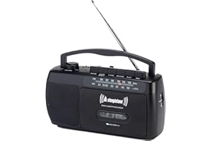 Steepletone SCR209 Portable MW-FM Radio Cassette Tape Player Recorder with Built In Microphone - Black
