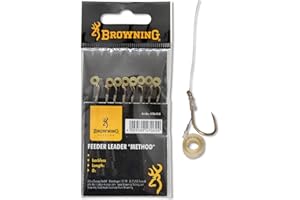 Browning Bronze 14 Feeder Method - Ganchos con Cinta de Pellet (6 kg, 2,8 kg, diámetro 0,18 mm, 10 cm, 8 Unidades)