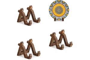 ANBOXIT Stojak na talerze, 3 sztuki 10 cm uchwyty na talerze do ekspozycji, dekoracyjna ramka na zdjęcia, talerz na zdjęcia, drewniany stojak