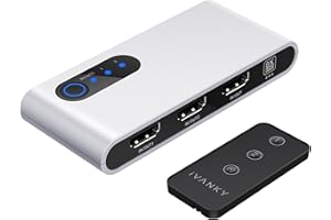 Switch HDMI 2.1, iVANKY 8K Switch HDMI con Control Remoto 1 Entrada 2 Salidas / 2 entradas 1 Salida, Conmutador HDMI 4K @ 120Hz Admite Dolby Vision, 3D y HDCP 2.3 para TV / PS5 / Xbox/Monitor