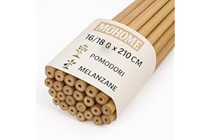 MOHOME Canne Bambù Giardinaggio Naturali Set 10 Cannette 16/18 Ø x 210 cm Bastoncini Supporto Piante Orto Sostegni Tutore Pali Resistenti Rampicanti Giardino Pomodori Melanzane