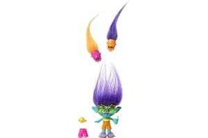 Mattel DREAMWORKS TROLLS Gemeinsam Stark – Haarige Überraschungen Branch Puppe mit leuchtendem, plüschigem Haar und 3 Überraschungszubehörteilen, abnehmbare Kleidung, für Kinder ab 3 Jahren, HNF12