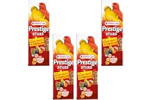 Versele-Laga Prestige Sticks Canaris Fruits Mixtes & Pissenlit | Pack de 4 | 4 x 60 g | Snack pour Canaris | Sans conservateurs, colorants ou arômes synthétiques