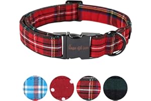 Unique style paws Dog Collar Pet Gift Adjustable Soft and Comfy Plaid Collars for Small Medium Large Dogs, Neck 10-16 inches