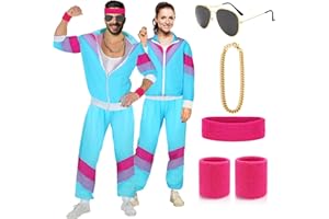YADODO Deguisement Annee 80 Homme Femme Survêtement Ensemble avec Veste et Pantalon Déguisement Année 80 90 Accessoire Costume Annee 80 Deguisement Disco pour Carnaval, Soirée Deguise, Jogging (L)