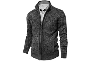 aoli ray Cardigan Homme Automne Hiver Gilet Zippé Slim Fit Casual Veste en Maille Col Droit Manche Longue avec 2 Poches