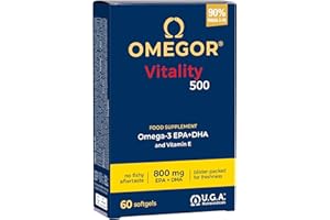 Omega 3 IFOS 5 Stelle OMEGOR Vitality 500 [Facile da Deglutire] 60 Capsule - Omega3 EPA 535mg e DHA 268mg per 2 Capsule - Senza Retrogusto di Olio di Pesce