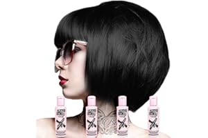 4 X Crazy Color Renbow Semi-Permanent Hair Colour Cream Dye 100ml Box of Four-Natural Black
