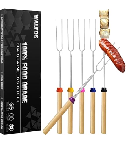 Grillspieße Lagerfeuer 125cm 10er Set - Stockbrot Spieße Mit Holzgriff