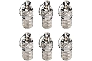 AMATHINGS Lot de 6 pendentifs adresse chien (2 cm de longueur - Argent) - Collier pendentif pour animaux de compagnie avec note d'inscription - Pendentif étanche avec bouchon à vis