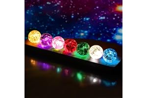 ‎BLYEMICHDI BlyeMichdi 7 Bunte Glaskristallkugeln mit LED Holzsockel, 40mm Meditation Chakra Kristallkugeln, Heilkugeln, Dekorative Bunte Kristallkugel für Wohnzimmer Schlafzimmer Nachtlicht Ornamente Geschenke