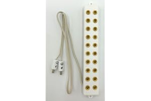 BELI-BECO 4046 - Barra di distribuzione a 10 scomparti con cavo e spina, distanza 8 mm, 3,5 V (bianco)