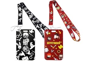 HOMEK 2 Pezzi Porta Badge con Cordino Porta Badge da Collo per Porta Badge Identificativi e Cellulare, Badge Holder per Permesso Di Lavoro Ufficio Scuola Mostra