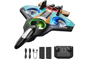 DEERC RC-flygplan i skum för barn, radiostyrt, med höjdbevarande, 3D-flips och LED-lampor, 2 batterier, RC-flygplan lämpligt för nybörjare för pojkar och flickor (blå