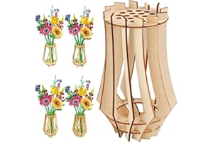 FloralGrace 1 vase en bois pour bouquet de Lego - Support en bois pour bouquet de fleurs Lego, fleurs de cerisier, tournesol, tulipes, narcisses, lotus
