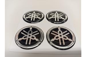ADESIVI COMPULSIVI Stemma logo decal YAMAHA, kit di 4 adesivi resinati, effetto 3D. Colore: nero - cromo. Per SERBATOIO o CASCO