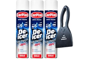 AXpower Inspirational Technology Empowering People Car De-Icer Spray 600ml – Pack of 3 with Ice Scraper | Fast-Acting Windscreen & Window Ice Melt | Winter Frost Remover Spray for Vehicles