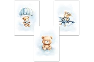 Lavema Affiche décorative chambre d'enfant – Poster Images Murales A4 Sans cadre photo – Bleu – Tableaux chambre d'enfant pour Garçon - Décoration chambre de bébé