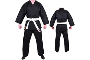 MAR INTERNATIONAL MAR | Black Karate Gi with FREE belt, Traditional Student Uniform, Martial Arts Uniform, Kids Karate Suit | Men & Women; Kids & Adult Sizes | 8oz Fabric Suit + FREE WHITE BELT